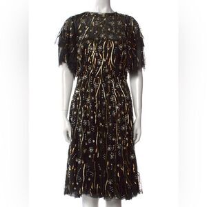 Rachel Gilbert Katinka Embellished Black Tie Knee-Length Dress EUC Size Medium